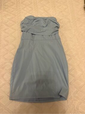 Blue Blush Strapless Dusty Blue Cocktail Dress